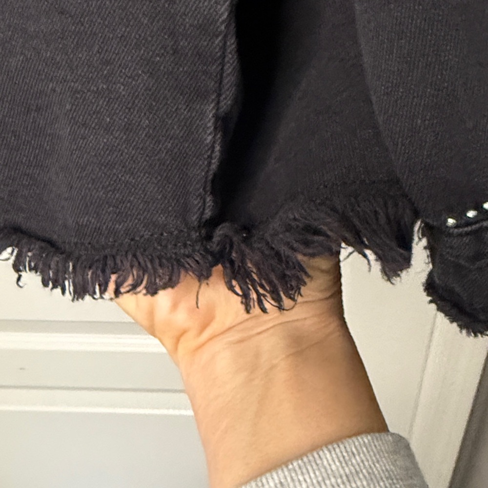 Zara Black Studded Fringe Jean Jacket - Picture 5 of 8